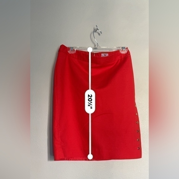 Worthington orange pencil skirt size 6 Petite snap buttons sexy - Picture 7 of 7
